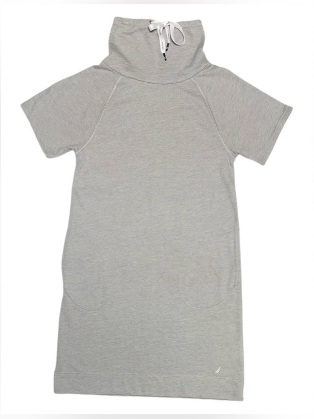 NAUTICA COWL NECK SWEATSHIRT DRESS SHORT SLEEVE WOMENS GRAY COLOR SIZE MEDIUM